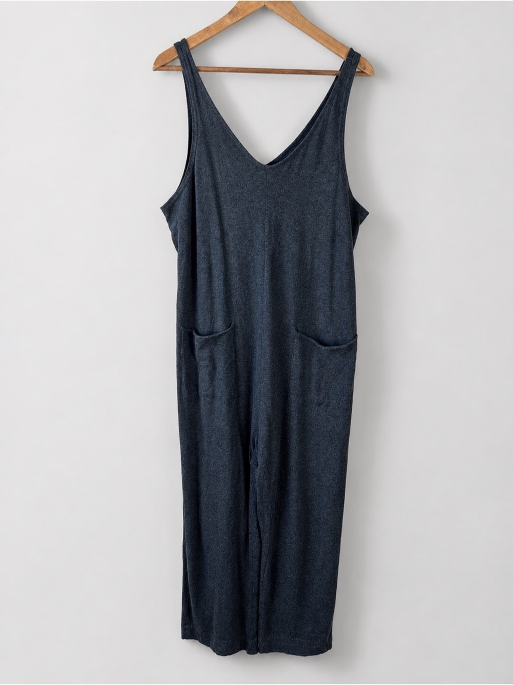 PACT All Ease Lounge Jumpsuit 100% Organic Cotton Cropped Large Grey Oversized